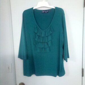 Susan Graver 1X Teal Top